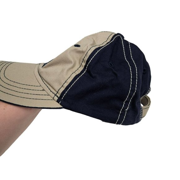 Busch Light Trucker Hat Adjustable Fit‎ Tan & Navy 713 Headwear Hook Loop strap - Picture 2 of 8